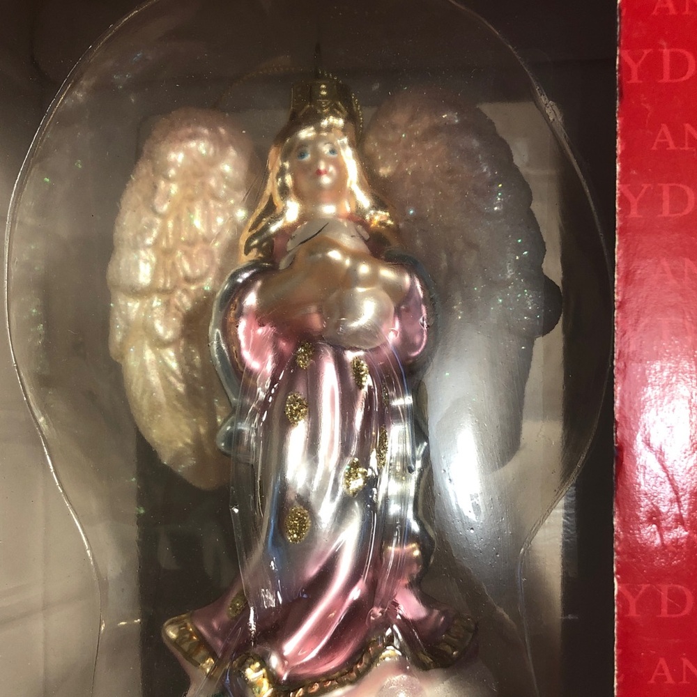 Fitz and Floyd Peaceable Kingdom Angel Glass Ornament NEW NIB Pls Read